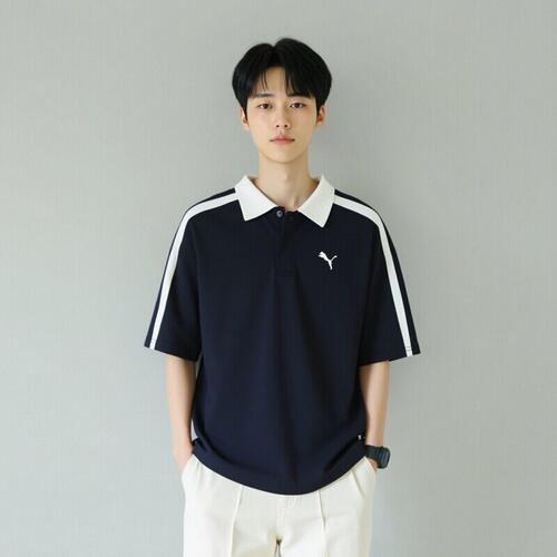 PUMA彪马新款纯棉经典T7美式复古短袖POLO衫男夏季上衣 638458-16