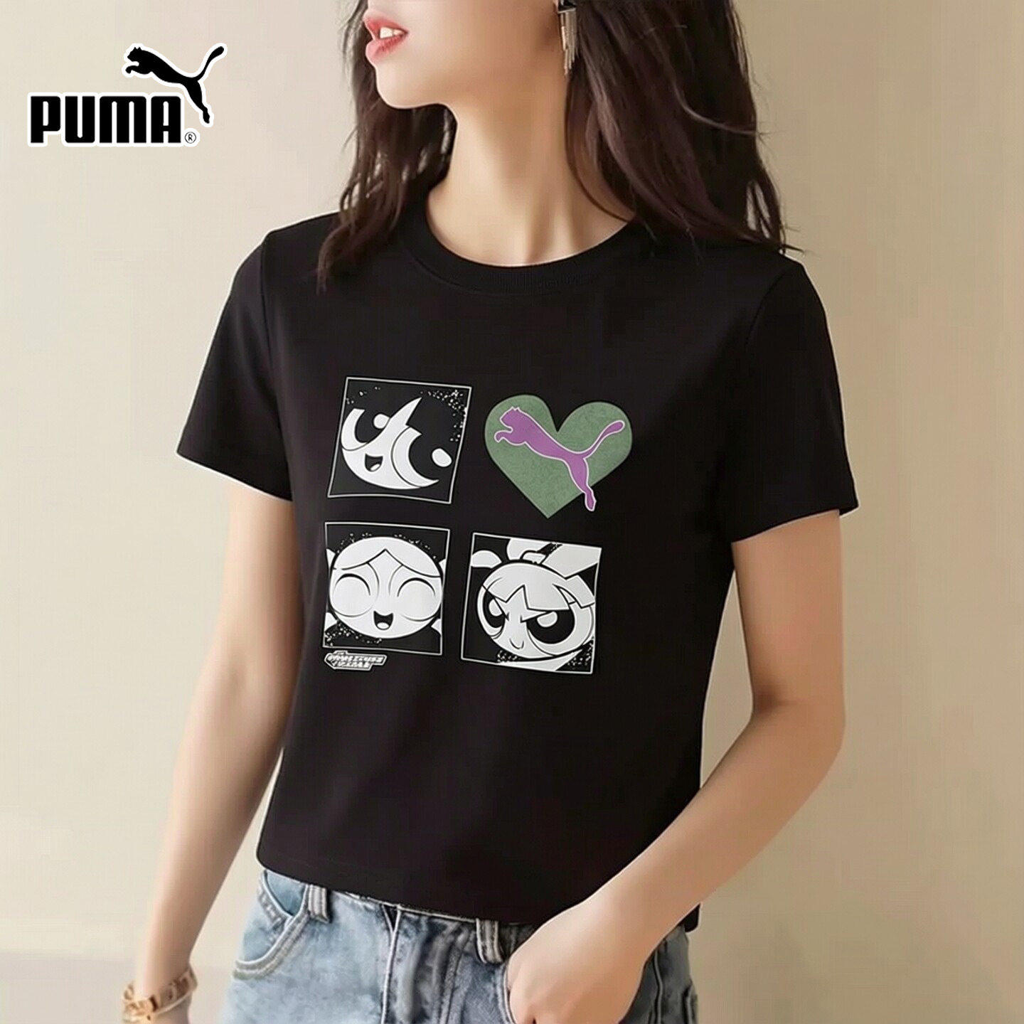 PUMA彪马飞天小女警联名|休闲童趣印花圆领短袖T恤女款夏季63