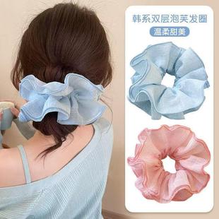 春夏韩系褶皱发绳新款 大肠发圈网纱大肠发圈糖果色仙女小清新C1
