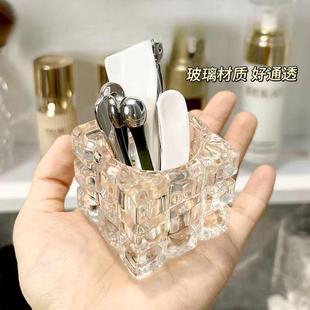 面膜勺子固定器面霜挖取勺玻璃镜柜桌面化妆护肤眼霜挑棒刷收纳盒