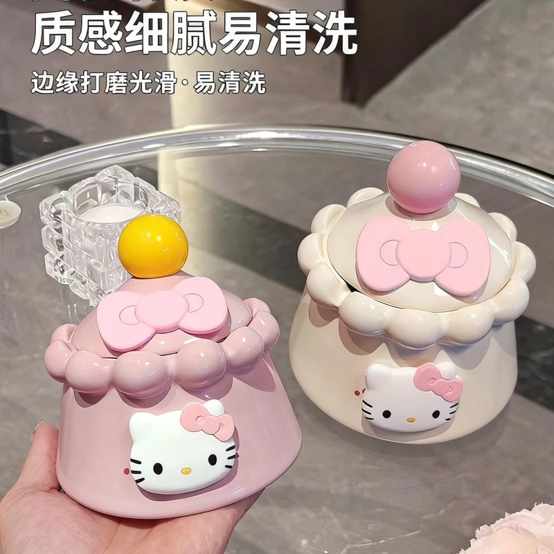奶油陶瓷烟灰烟灰缸可爱创意家用高级高颜值客厅摆件烟灰缸带盖Q