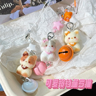 可爱新款甜美暹罗猫手机链铃铛星星吊坠卡通立体猫咪包包挂件挂饰