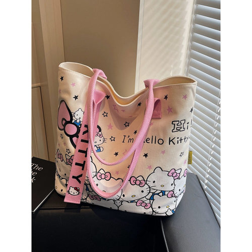 日系卡通kt猫帆布包女2025新款休