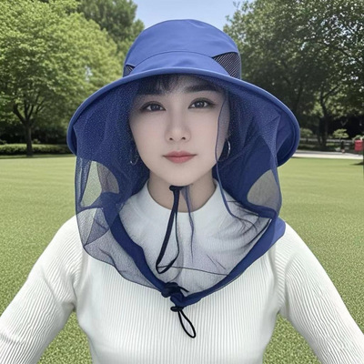 面罩遮脸一体帽防蚊虫秋收干农活