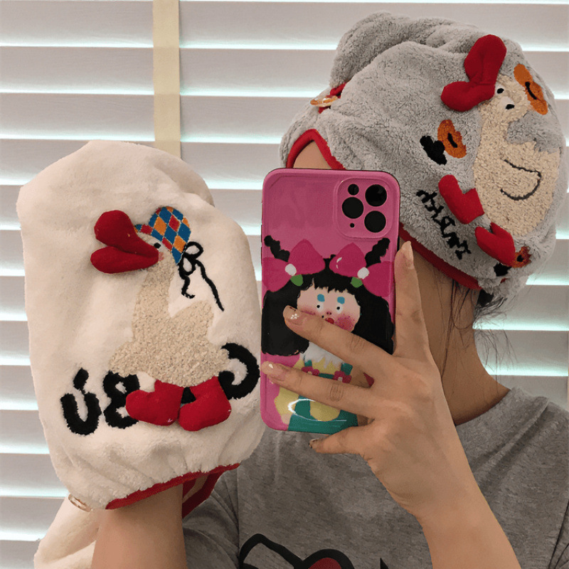 新款可爱鸭鸭干发帽加厚吸水家用