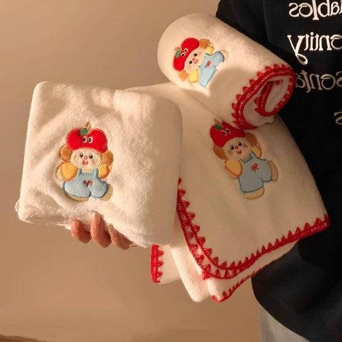 可爱小熊浴巾女超吸水速干不掉毛珊瑚绒家用高颜值洗澡巾宿舍家用