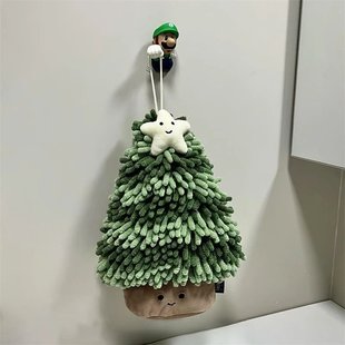 圣诞树擦手巾可爱卡通挂式 吸水毛巾加厚防臭速干厨房卫生间N 新款