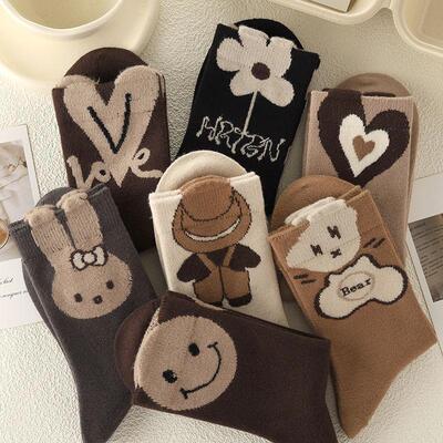 儿童袜子秋冬中长筒女童袜子加厚