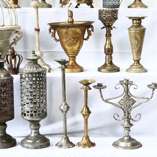 热销孤品大集合-欧式美式复古铁艺花器庭院阳台装饰奖杯花盆烛台