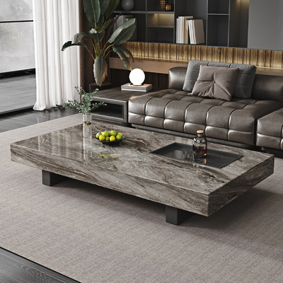 岩板茶几意式极简长方形家用茶几