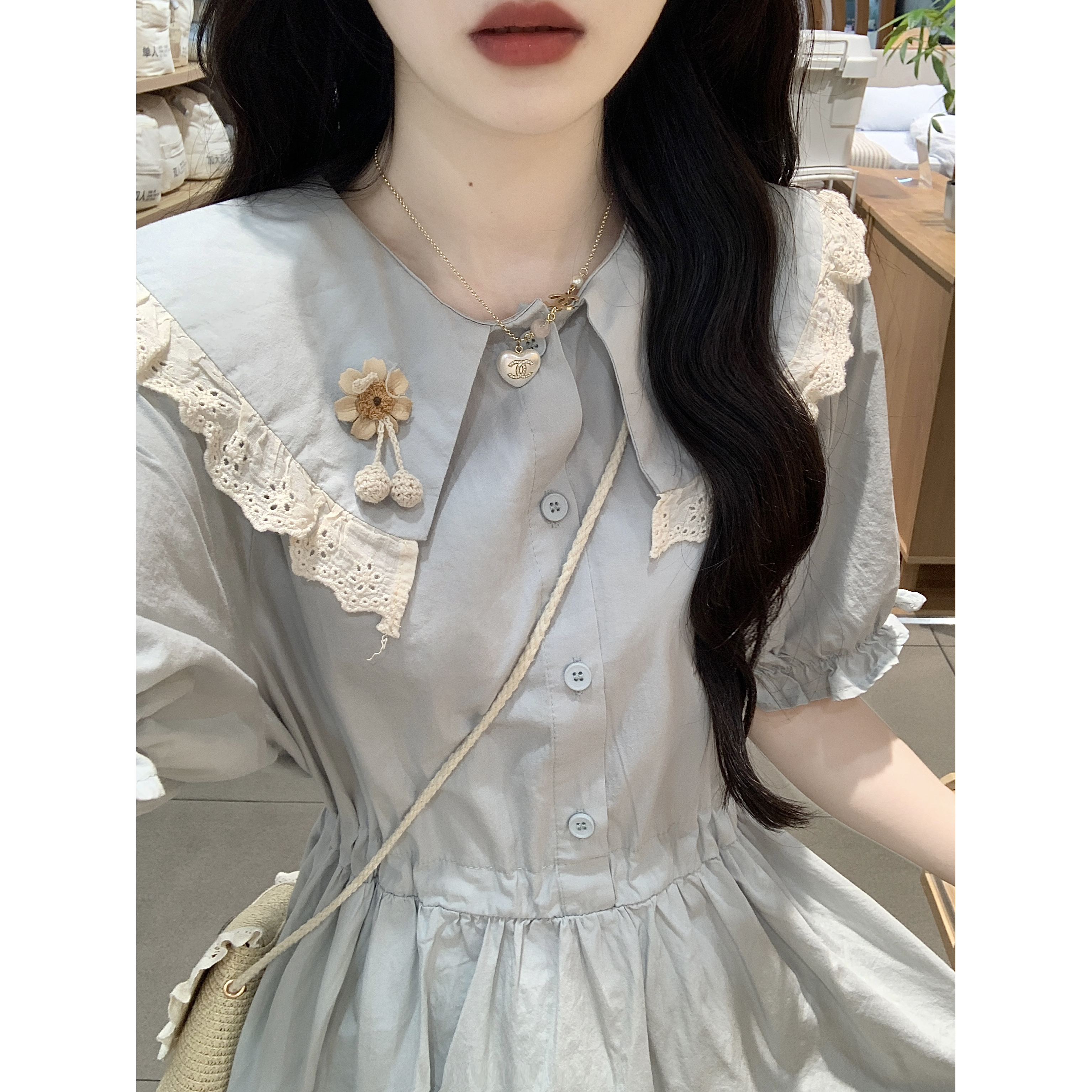 娃领超仙女森系连衣裙夏季