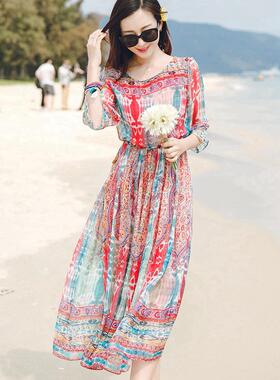 云南少数民族风连衣裙多巴胺绝美沙滩裙海边度假三亚旅游拍照长裙