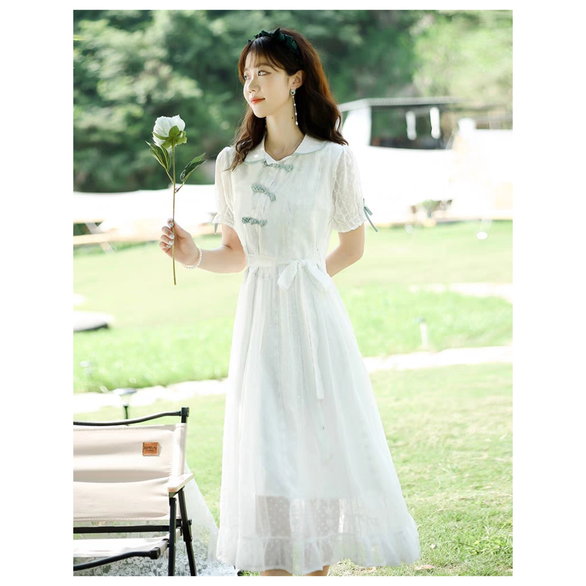 少女甜美学院风连衣裙2025