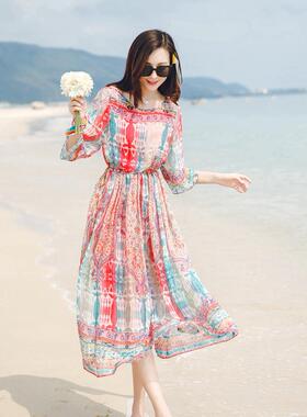 超仙泰国民族风多巴胺旅游穿搭绝美拍照裙三亚沙滩裙海边度假高端