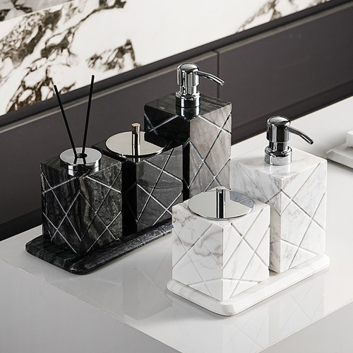 摩登加法手工刻线大理石浴室套件