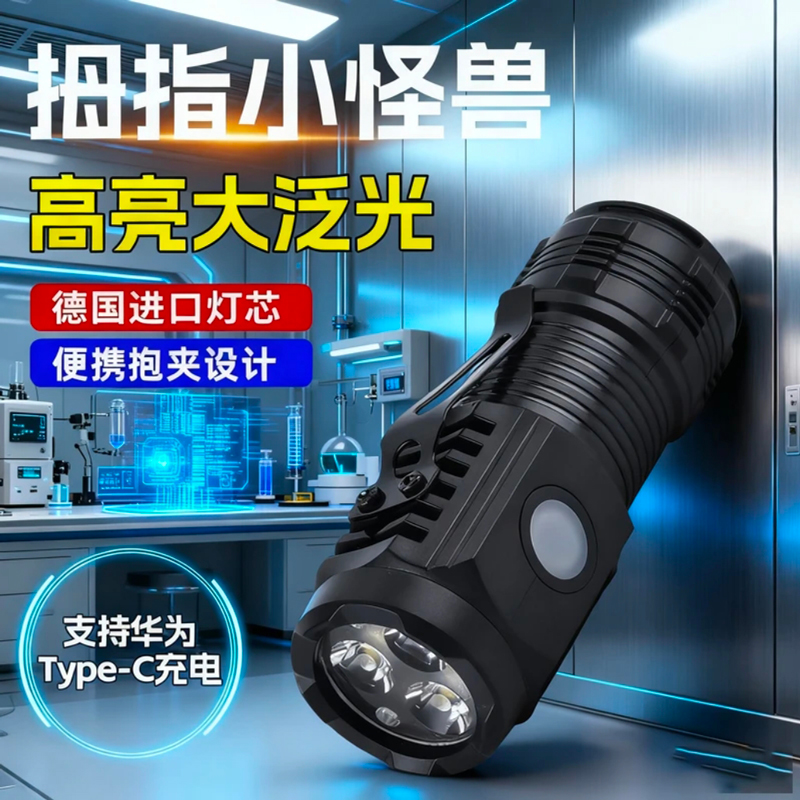手电筒强光可充电便携户外家用照明超亮长续航远射耐用氙气led灯