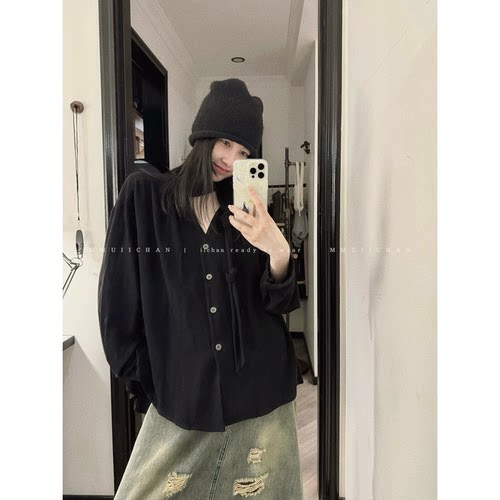 百搭超爱穿的棉麻黑衬衫