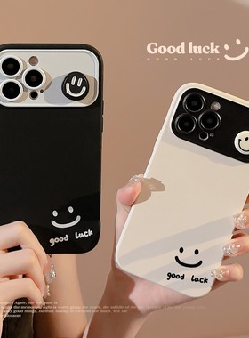 时尚立体笑脸手机壳适用苹果15微笑大视窗iphone14韩系13promax防摔11韩16卡通12全包XS