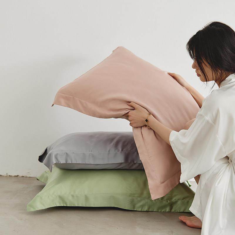 60S兰精天丝枕套单人一对装 丝滑宽边压线 线枕头套高级感凉感夏,床上用品,枕套,淘宝优惠券,粉丝福利购,淘宝优惠卷