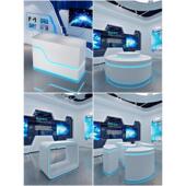 创意设计定制展台展示架彩绘典雅异形岛柜科技馆展览厅展览展示柜