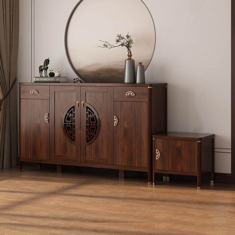 新中式鞋柜门口家用坐凳一体玄关柜2024新款爆款胡桃色实木框鞋柜,住宅家具,鞋柜,淘宝优惠券,粉丝福利购,淘宝优惠卷