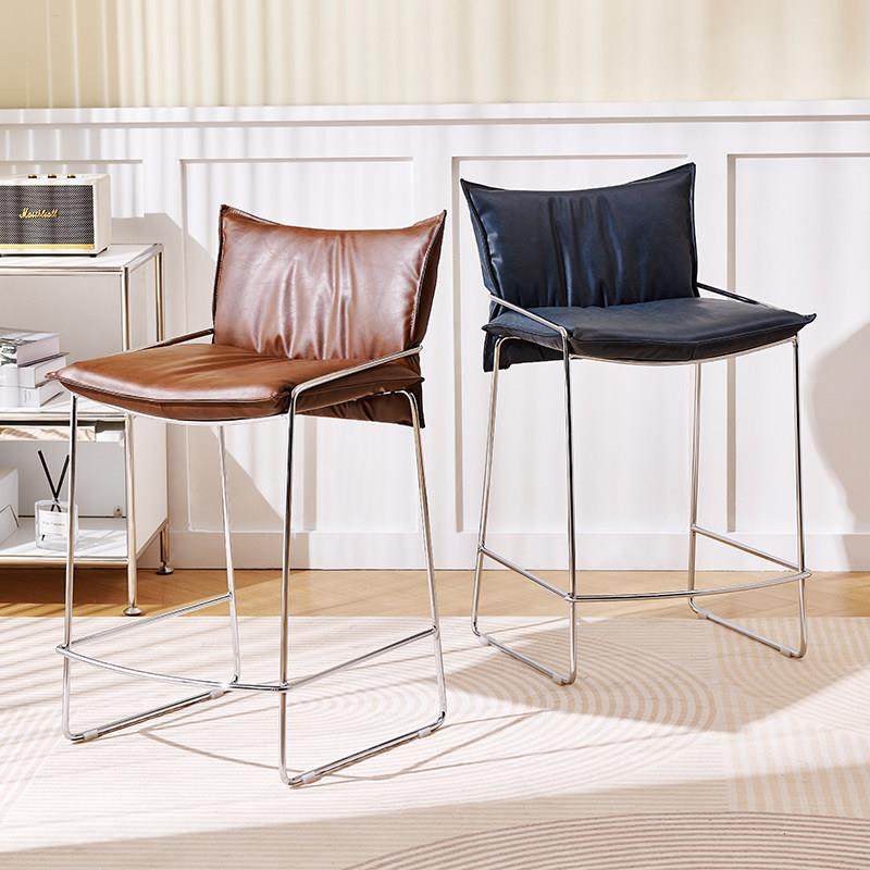 椅子2025新款轻奢高级感靠背椅包豪斯覆古高脚凳意式极简岛台椅子