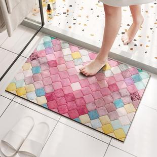 浴室红色硅藻泥地垫子吸水防滑速干厕所门口脚垫卫生间小尺寸地毯