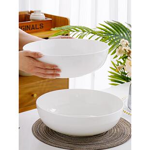 骨瓷11英寸大号碗家用纯白螺纹碗汤碗酸菜鱼大盆碗餐具陶瓷大汤盆