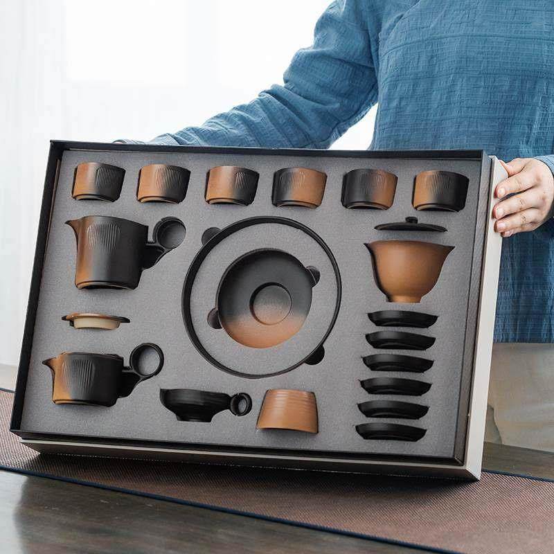 黑陶功夫茶具套装家用泡茶壶茶杯子盖碗办公室会客送礼轻奢礼盒装,餐饮具,功夫茶具,淘宝优惠券,粉丝福利购,淘宝优惠卷