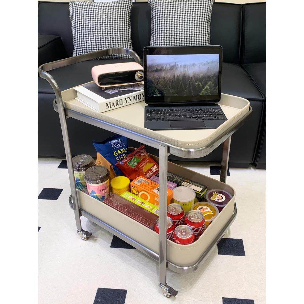 可移动小推车边几轻奢高级移动沙发边柜推车带轮马鞍皮不锈钢茶几,住宅家具,移动边几/推车,淘宝优惠券,粉丝福利购,淘宝优惠卷