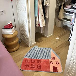 与风与海原创设计可爱小房子地毯卧室床边毯客厅毛毯毛绒可机洗