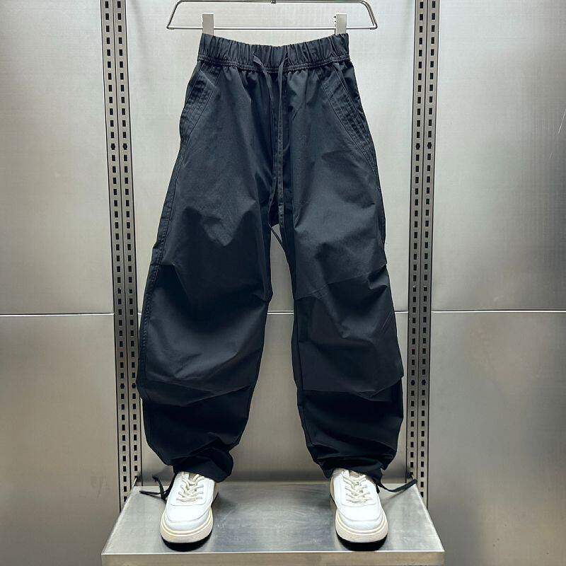 复古弯刀休闲长裤男士春夏季潮牌百搭宽松阔腿速干运动伞兵长裤子