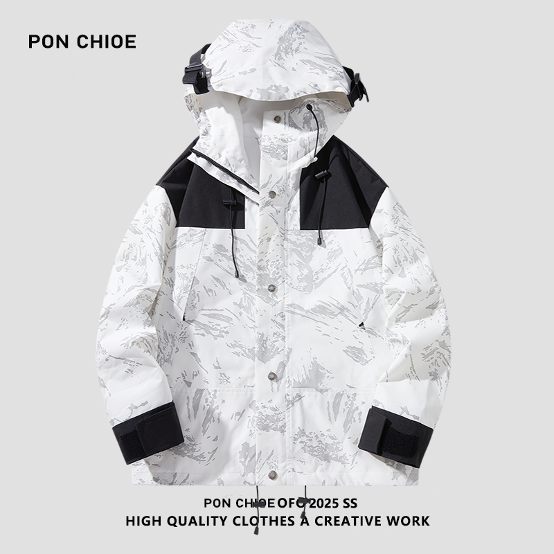 ponchioe冲锋衣男款户外进藏登山山系外套防风防水露营连帽夹克女