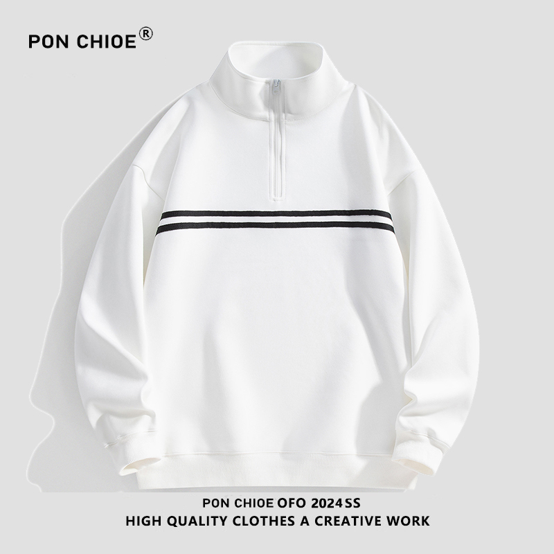 ponchioe卫衣男女半拉链春秋季美式痞帅新款穿搭立领情侣装外套