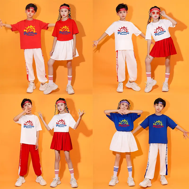 儿童啦啦队服装街舞演出服男女童