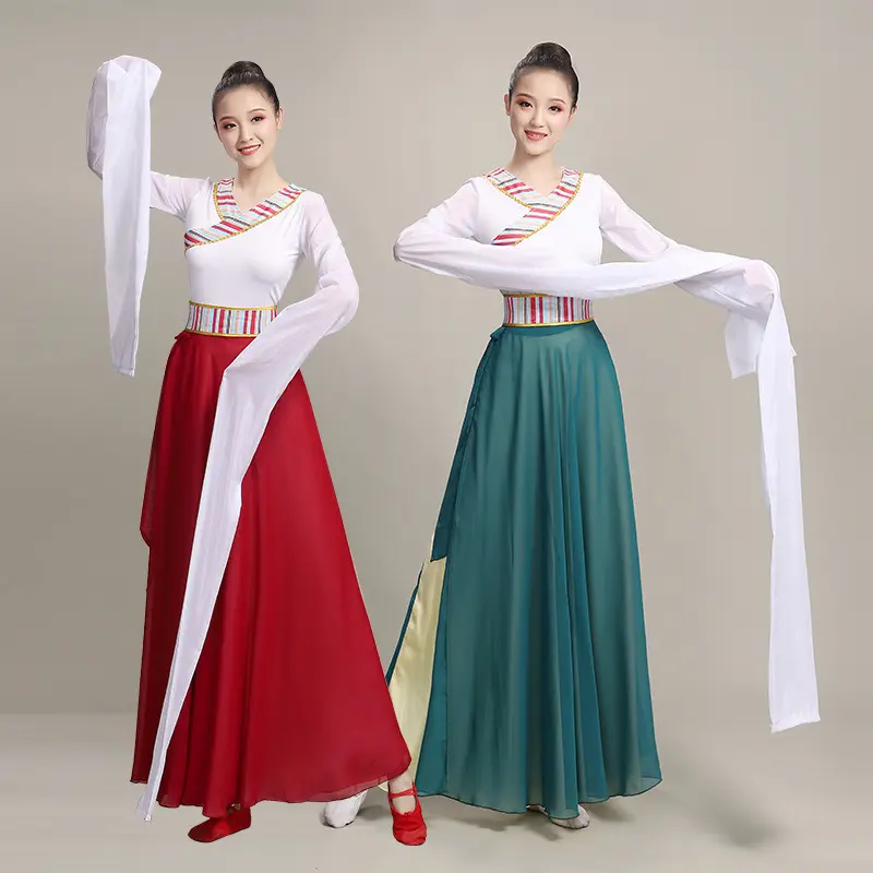 新款藏族民族风舞蹈服演出服练习裙藏族服装广场舞半身群上衣整套