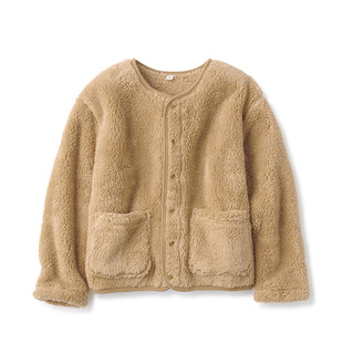 日式儿童长毛绒夹克衫内胆保暖羊羔绒无印家居服大小童毛绒外套