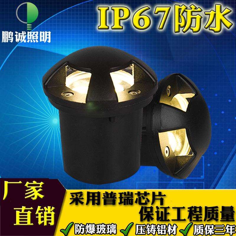 LED地埋灯3W5W7W9W一二三四透光庭院灯草坪灯花园灯草地灯墙角灯