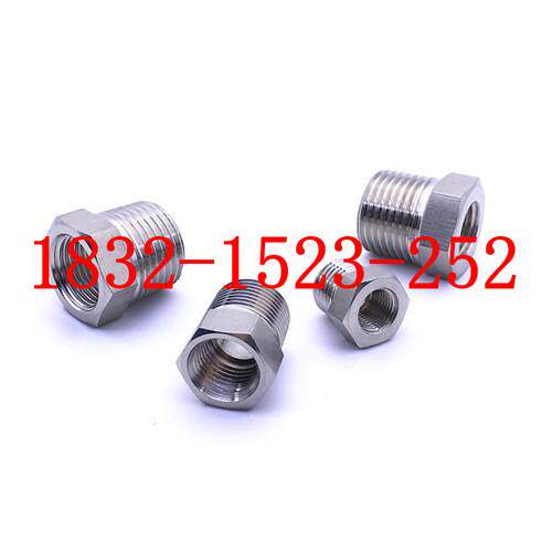 304不锈钢六角内外丝接头变径补芯美制转公制螺纹NPT1/8-M16*1.5
