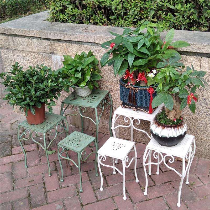 法式复古铁艺落地式花凳三件套花架室内绿萝户外做旧花盆架组合