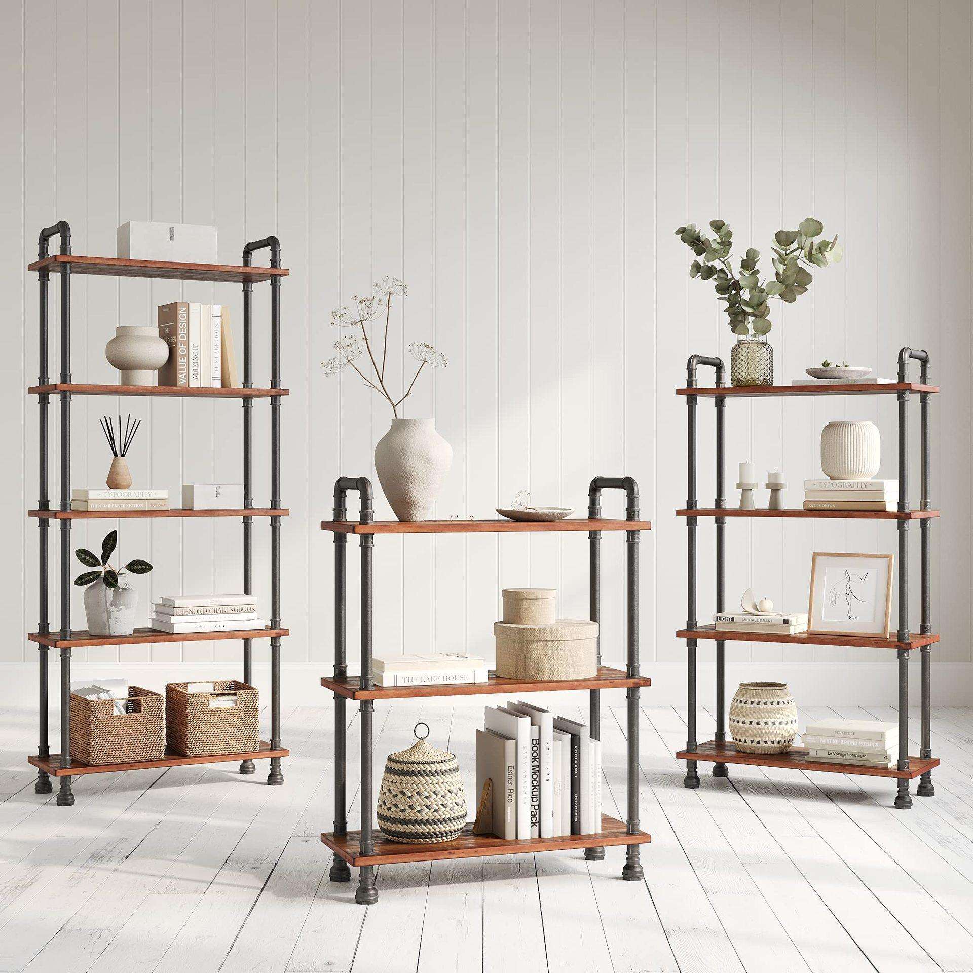 北欧铁艺置物架落地简约书架客厅卧室墙壁多层收纳架工业风花架