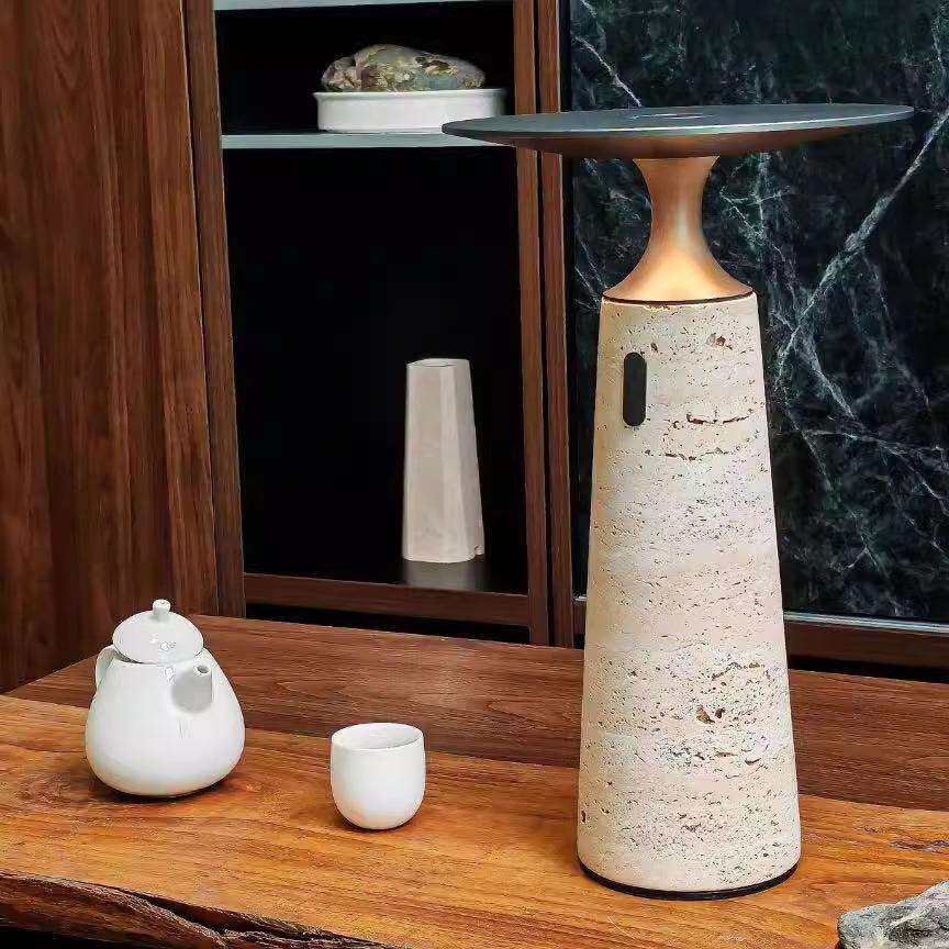 北欧简约现代洞石台灯设计师款客厅卧室书房装饰台灯无线触摸台灯