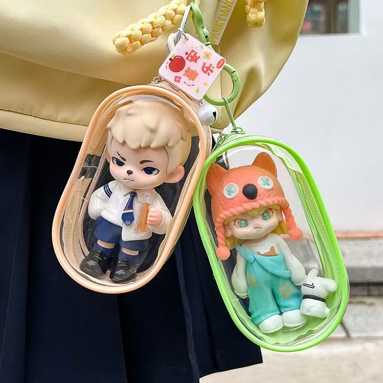 娃包10cm15CM泡泡玛特手办盲盒bjd遛高透明pvc外出晒防尘ob11痛包