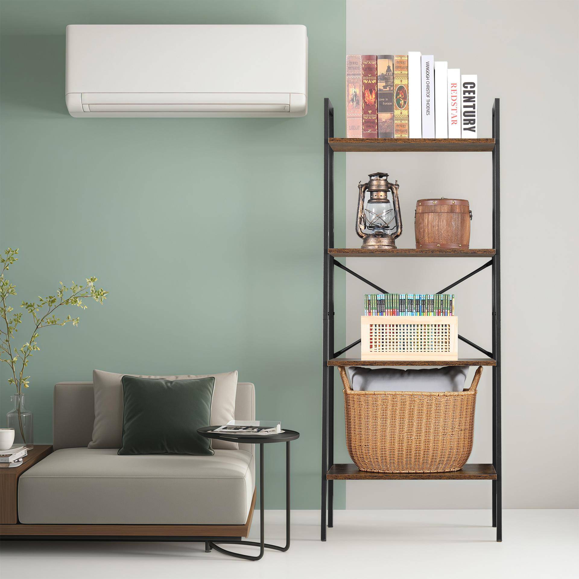 亚方形层架马逊形铁置物架简梯约多层储物架艺铁书架花架艺客厅落