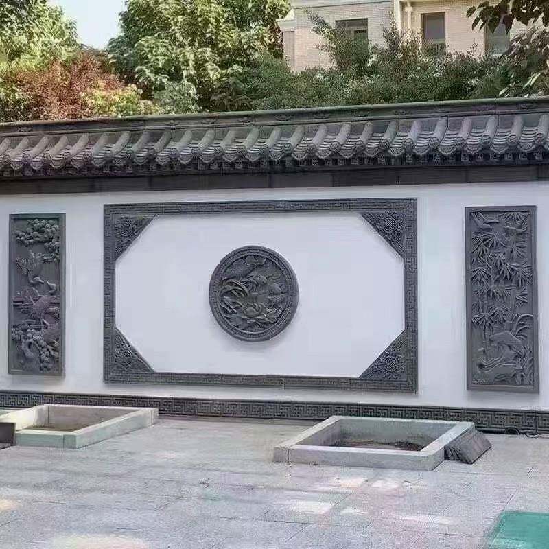 中仿古竖版梅兰竹菊砖式雕院外墙EHG挂件影壁浮雕四合院墙围墙装
