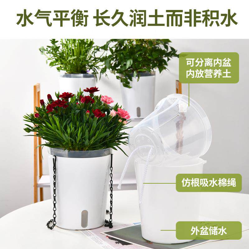 创意挂式垂花盆塑吊202601料自动吸水盆篮绿萝悬仿陶瓷绿植吊吊兰