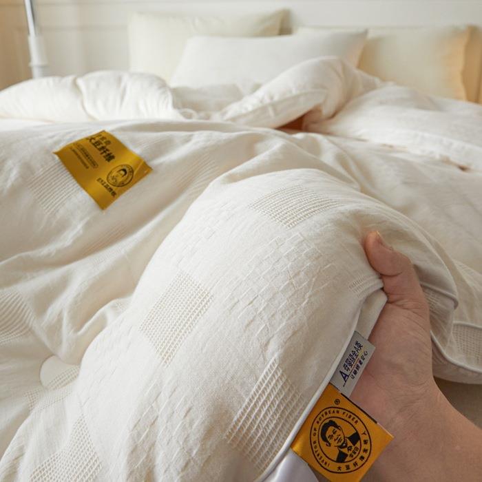 类母婴纯棉大豆被李官奇级5%大豆5纤维被华夫AMN-2格被芯被褥加厚