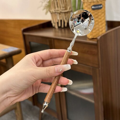 高颜值ins法式轻奢复古贵族仿木柄喝汤西餐勺干饭勺意面勺甜品勺