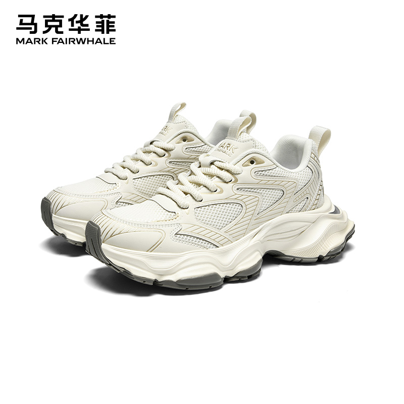 马克华菲官方男鞋老爹鞋2025夏季新款透气网鞋增高情侣休闲运动鞋