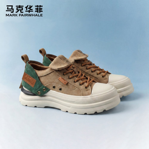 马克华菲增高鞋男休闲帆布鞋板鞋